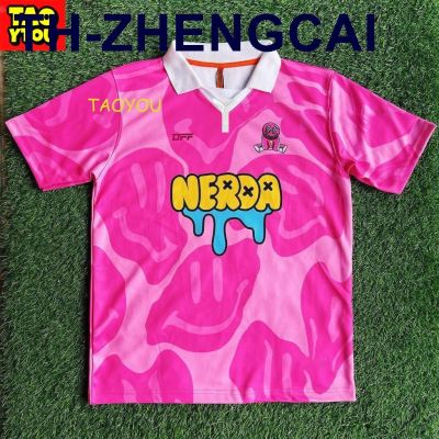 Hot☾∋ (TAOYOU)🌸 🌸 2023 Pink Retro Jersey Malaysia 2023 Pink Jersey Women Men Football Retro Collar Jersey Smile Nerda Viral Lelaki Perempuan Murah Anime Off Jtt Kanak-kanak Plus Size