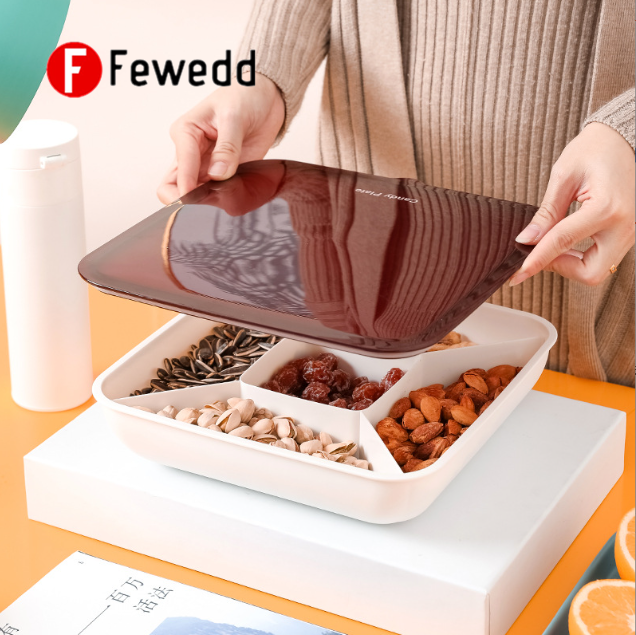 Plate Storage Box Candy Snack Serving Tray Plastic Compartment Divided