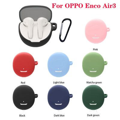 For OPPO Enco Air3 Case Shockproof Silicone Earphone Cover Solid Color hearphone Accessories For OPPO Enco Air 3 box with hook Wireless Earbud Cases