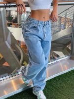 Cotvotee Blue Jeans For Women 2022 New Fashion Straight Bleached Wide Leg Pants Women Y2k Denim Trousers Vintage Loose Mom Jeans