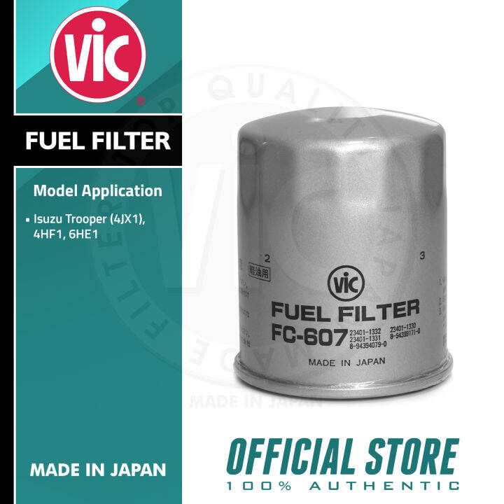 VIC Fuel Filter FC607 for Isuzu Trooper (4JX1), 4HF1, 6HE1 OEM NO