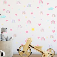 Pink Love Rainbow PVC Wall Stickers Home Decor Art Murals Self-adhesive Room Wall Decoration Wallpapers Bedroom Girls Room DIY