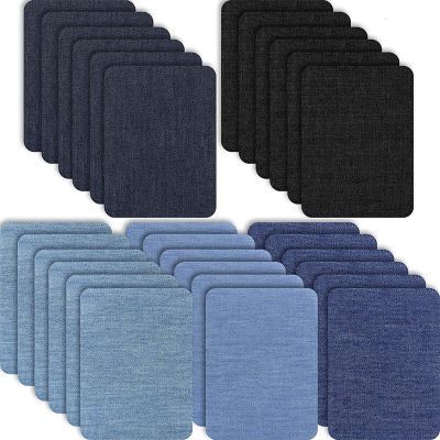30 Pieces Iron on Fabric Patches Denim Jean Repair Patches Clothing Repair Patch Kit for Jacket Jean Clothes,5 Colour