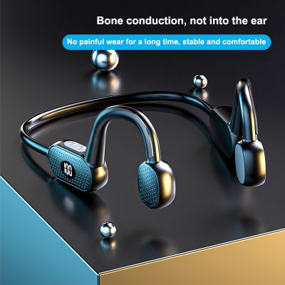 ZZOOI Bone Conduction Headphones With Mic Wireless Sports earbuds Handsfree Running Gaming Bluetooth Earphone Digital Power Display