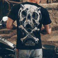 Pure Cotton Short-sleeved Mens Original Design Dark Short-sleeved T-shirt Rock Band Hardcore Skull Punk Heavy Metal West Coast