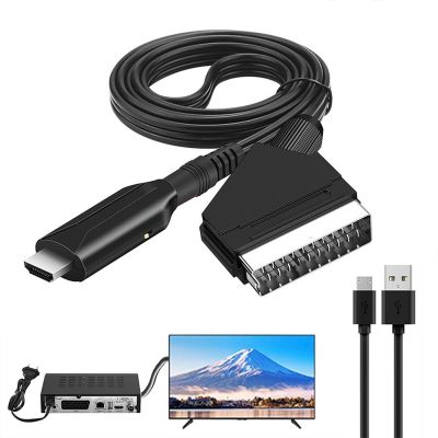 【cw】 Scart To HDMI-compatible Converter Audio Video VHS DVD 1 Conversion Cable ！