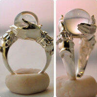 Vintage Hand Hold Crystal Ball แหวนผู้หญิงผู้ชายแฟนซี Lucky Metal Party คู่ Lover Finger อุปกรณ์เสริมแฟชั่นเครื่องประดับ2022