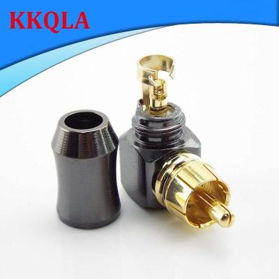 QKKQLA 90 Degree RCA Male Plug Connector  Audio Adapter Connectors Gold Plated Terminal for 6.2mm Speaker Cable L Type