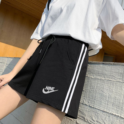Mingdeng 521N#Womens Shorts Striped sports womens shorts summer loose and casual thin five-point pants straight Hong Kong flavor A-word wide-leg bf wind ins tide