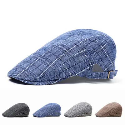 Stylish Spring And Summer Cap Plaid Pattern Baseball Cap Sunshade Beret For Men Peaked Cap For Spring And Summer Trendy Mens Cap