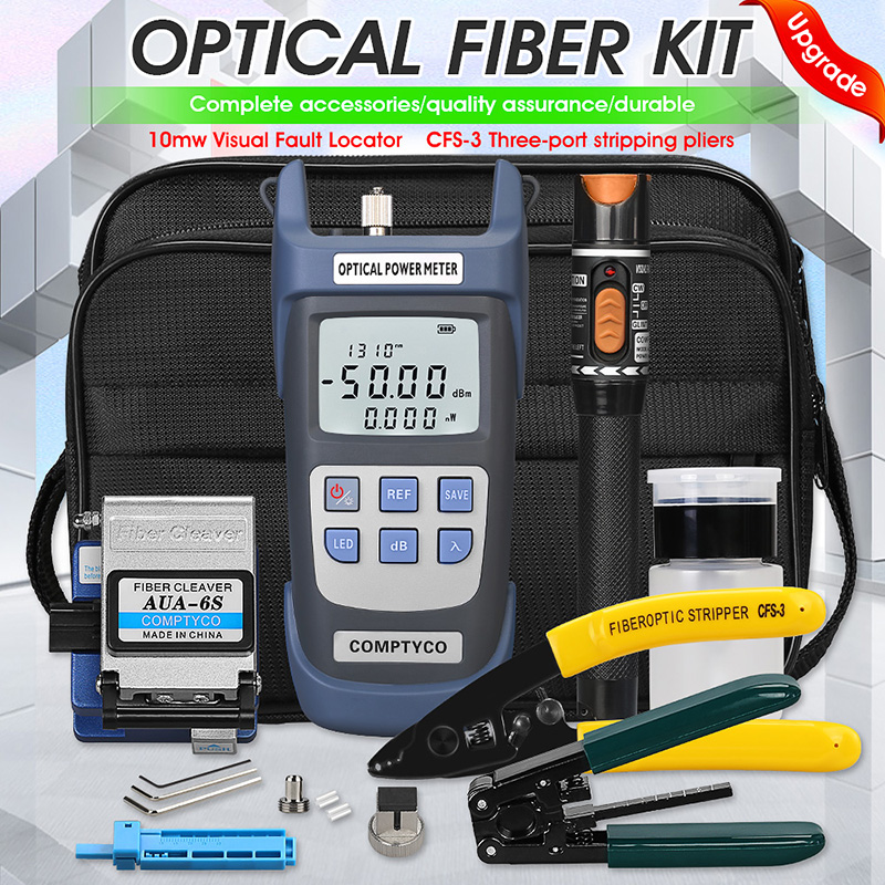 FDA Fiber Optic FTTH Tools Kit Cleaver Optical Power Meter Visual Fault Finder 