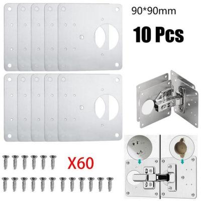 【LZ】 10Pcs Stainless Steel Hinge Repair Plate For Cabinet Furniture Hinges Mounting Tool Kitchen Cupboard Door Fixing Plate