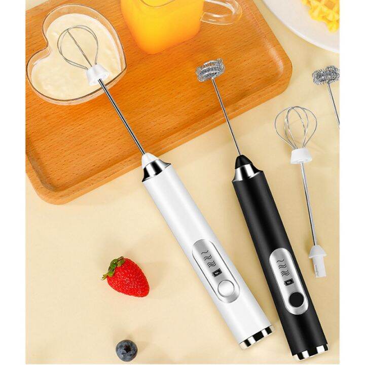 Electric Milk Frother Whisk Household Milk Shaker Mixer Foamer Food Bake  Blender White