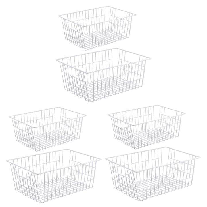 6 Pack Wire Storage Baskets, Farmhouse Metal Wire Basket Freezer ...