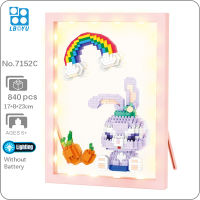 Boyu 7152C Rabbit Carrot Rainbow Animal Photo Frame LED Light Mini Diamond Blocks Bricks Building Toy for Children Gift no Box