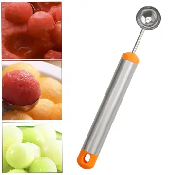 1pc Pink Stainless Steel Double-ended Melon Ball Scoop For Fruit