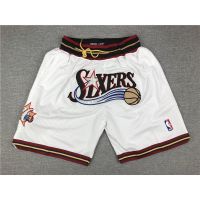เสื้อคุณภาพสูง nba shorts Philadelphia 76ers white pockets basketball shorts