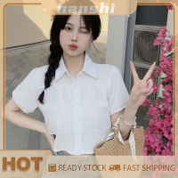 hanshi [2023 new HOT FASHION] lazlook เสื้อลูกไม้คอปกแขนสั้นของผู้หญิงเสื้อลูกไม้แต่งระบายลำลองหรูหรา