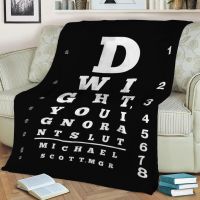 (Multi size available in stock)  The Office Eye Chart Custom Flannel Throw Blanket Personalized Blankets for Sofa Gift Customized DIY Print on Demand  (Free personalized design available)