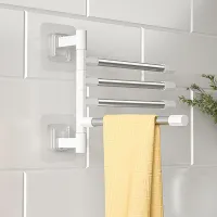 Towel Holder Punch-Free 180 Degree Rotation Stainless Steel Bathroom Wall Hook Towel Rail for Home