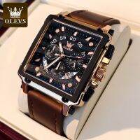 ZZOOI OLEVS Watches for Men Quartz Chronograph Leather Watch Date Waterproof Luminous Casual Square Fashion Business Wrist Watches