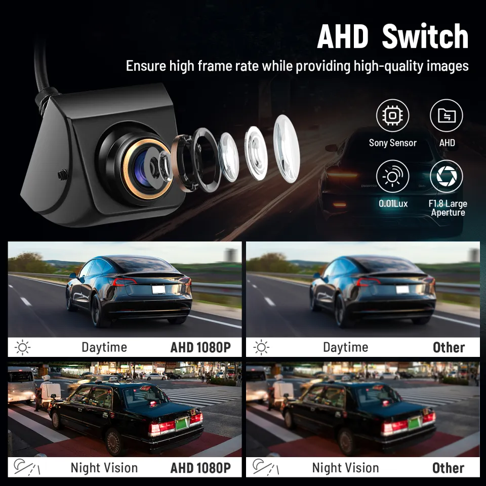 HD Wide Angle Automatic CMOS Car Rear Front Side View Reverse Backup Camera  Rear Monitor Parking Assistance Camera Waterproof Universal Reverse Camera