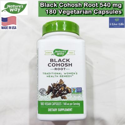 สารสกัดรากแบลคโคฮอส Black Cohosh Root 540 mg 180 Vegetarian Capsules - Natures Way