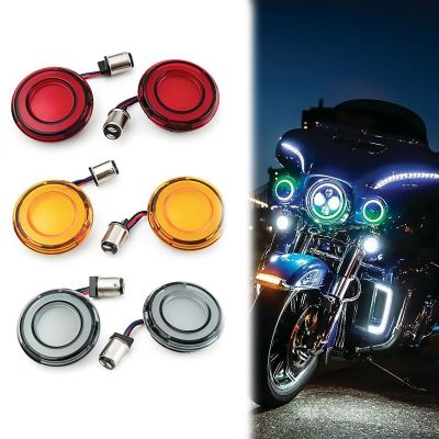 ♂มอเตอร์ไซค์สัญญาณเลี้ยว LED ด้านหน้าด้านหลังแปลง1157สไตล์กระสุนสำหรับ Harley Sportster XL883/1200 X48/72 Dyna 2002-2021