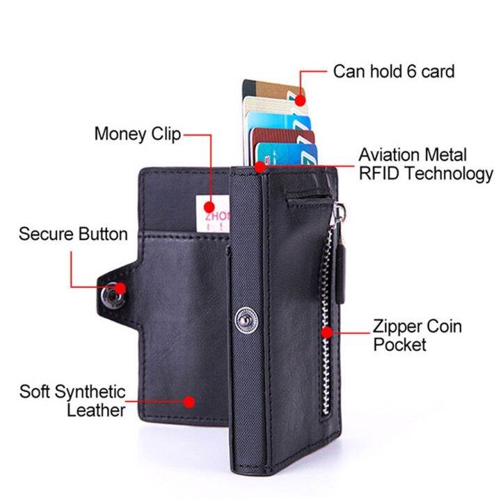 layor-wallet-คาร์บอนไฟเบอร์-rfid-ผู้ถือบัตรกระเป๋าสตางค์ผู้ชายซิปกระเป๋าเงินเหรียญชายบางมินิบางเมจิกกระเป๋าสตางค์กระเป๋าเงินขนาดเล็ก-wolet-สำหรับผู้ชาย