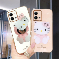 สไตล์สาวโทรศัพท์ VIVO V25 V25e Y35 Y22 Y22S Y16 4G 5G 2022ใหม่สีแฟชั่นน่ารักการ์ตูนแต่งหน้ากระจกโทรศัพท์มือถือป้องกันกรณีปกหลัง Silicagel Softcase