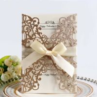 【YF】♨☌﹍  1pcs Glitter Paper Cut Wedding Invitation Card Personalized Greeting Cards With Birthday Decoration