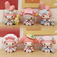 6Pcs การ์ตูน Sanrio Pochacco My Melody ตุ๊กตาเครื่องประดับตุ๊กตา Pvc น่ารักเดสก์ท็อปตกแต่งรถตกแต่งของเล่นเด็ก