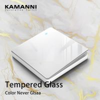 KAMANNI White Wall Switches Light Switch 2Gang 2 Way Power Push Button Led Strip Light Switches Crystal tempered glass 10A 220V Power Points  Switches