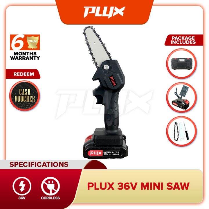 Plux 36V 4 Inch Mini Chain Saw Cordless Electric Portable Chainsaw