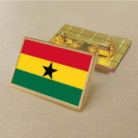 Ghana flag pin 2.5*1.5cm zinc die-cast PVC colour coated gold rectangular medallion badge without added resin