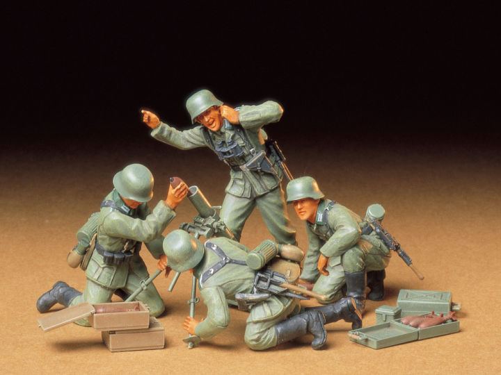 Tamiya 35193 135 Scale German Infantry Mortar Team Military Miniatures Model Building Kits