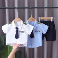 Congme ชุดเสื้อผ้าเด็ก0-4ปี,ชุดเสื้อผ้าคอตตอนสำหรับเด็กทารกเด็กผู้ชายชุดเสื้อผ้าตำรวจ3ชิ้นเสื้อ + กางเกง