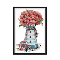 Flowers lighthouse cross stitch kit aida 14ct 11ct count print canvas cross stitches needlework embroidery DIY handmade