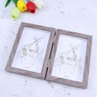 4x6 Inch Fashion Simple Wooden Picture Frame Double Rectangular Photo Frame (Light Grey)