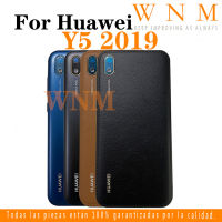 ฝาหลังปิดโทรศัพท์ปลอกหุ้มสำหรับ Huawei หลัง Y5 AMN-LX1 2019 AMN-LX2ฝาครอบหลังกระจกแบตเตอรี่ AMN-LX3ชิ้นส่วนอะไหล่เคสประตูด้านหลังพร้อมกรอบเลนส์