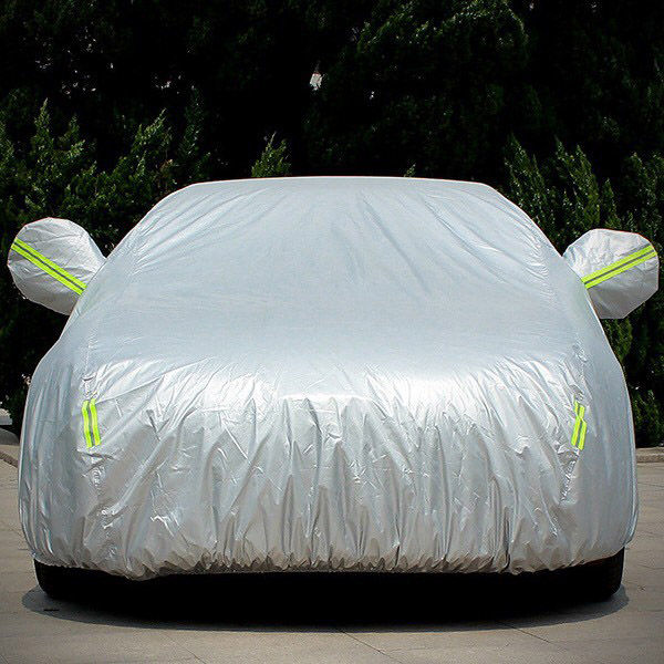ผ้าคลุมรถยนต์-กัน-uv-car-cover-ใช้คลุมรถเก๋ง-รถกระบะ-กันแดด-กันฝุ่น-กันน้ำ-เพิ่มแถบสะท้อนแสง