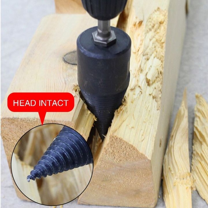 48mm-firewood-splitter-machine-drill-bit-roundhexagonal-shank-wood-splitting-cone-reamer-punch-driver-bits-woodworking-tools