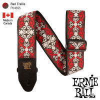 ERNIE BALL® P04695 Red Trellis Jacquard Strap สายสะพายกีตาร์ 3in1 ลวดลายศิลปะ สำหรับกีตาร์โปร่ง/กีตาร์ไฟฟ้า/กีตาร์เบส รุ่น Classic Jacquard ** Made in Canada **