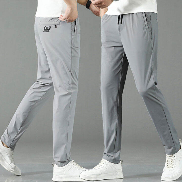 NEW WESTERN Thin ice silk suit in summer driving casual pants men's