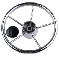 Boat Steering Wheel Stainless Steel 5 Spoke for Most Marine Yacht Boat Boating Equipment Accessories