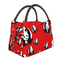 ◈卐㍿ Cute Panda Lunch Bag Animal Print Portable Zipper Lunch Box Child Travel Custom Cooler Bag Kawaii Oxford Thermal Tote Handbags