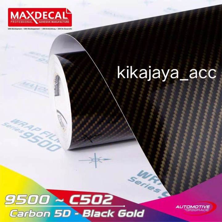 Stiker Skotlet Motor Mobil Black Gold Carbon 5d Ukuran 1m X 50cm