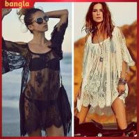 COD DSFGRDGHHHHH [Bangla] Womens Fashion Hollow Beach Sling Dress Sexy Lace See-through Sundress Top