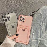 [สุดฮอต] กระเป๋าใส่ของกระเป๋าช่องใส่การ์ดใสสำหรับ iPhone 13 Pro 11 12 Pro Max เคส Dompet Lembut มินิ X XS XR 7 8 Plus กันกระแทกแบบใส