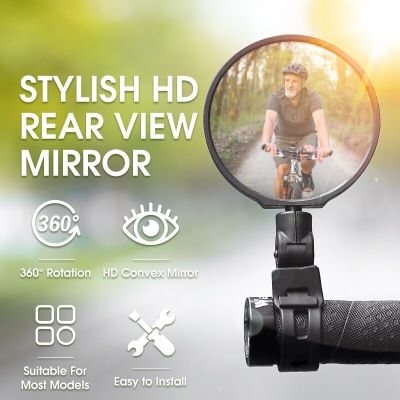 กระจกมองหลังกระจกมองหลังแฮนด์อุปกรณ์จักรยานปรับได้360องศาสำหรับจักรยานสากลขี่จักรยานตะวันตก